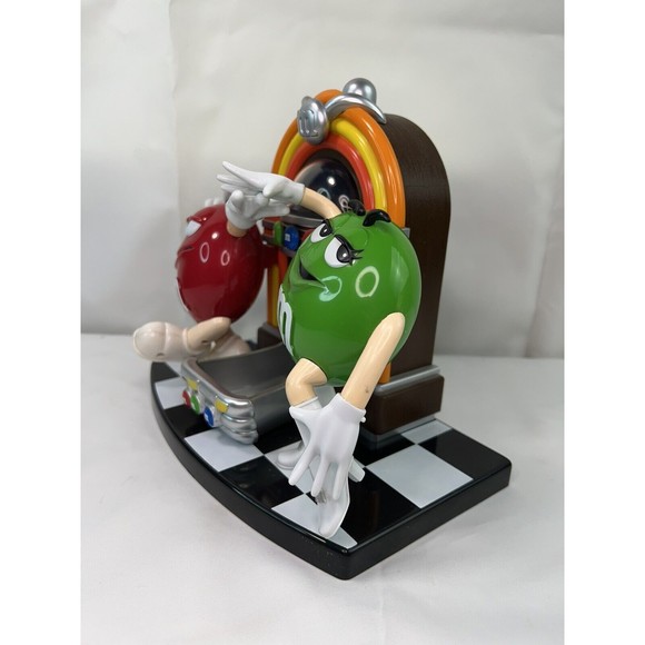 M&M Candy Dispenser‎ ROCKIN ROLL CAFE Mars Inc Red And Green M&m’s 9.5” x 7.5” - Picture 3 of 6